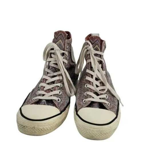 Missoni‎ Converse Chuck Taylor Hi Top Sneakers M 8 W 10 Purple Metallic Zigzag